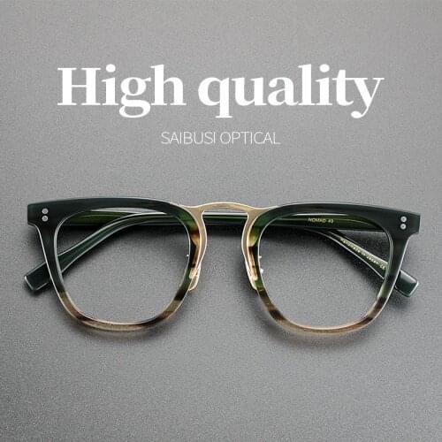Retro pure titanium acetate eyeglasses men optical myopia presbyopia reading square woman glasses frame