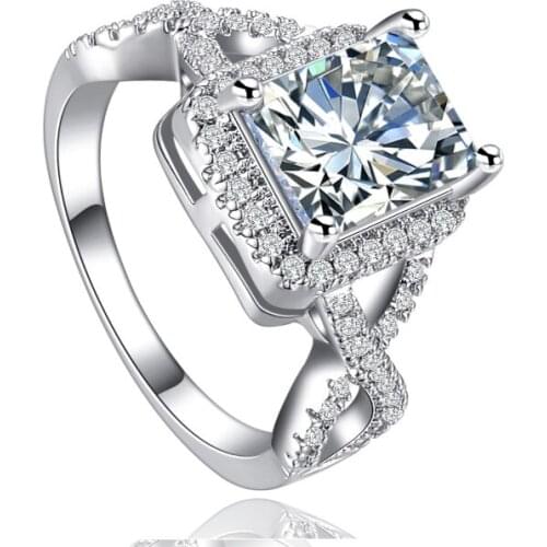 Wholesale YaYI Jewelry Fashion Princess Cut 8 CT 8*12 White Cubic Zirconia Silver Color Engagement Wedding Party Lovers Rings