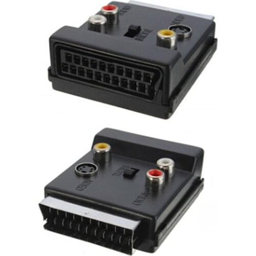 Audio Video Adapter Switchable Scart Male To Female AdapterCable Connector Adapter Converter For 4-Pin SVHS & 3RCA Phono Parts