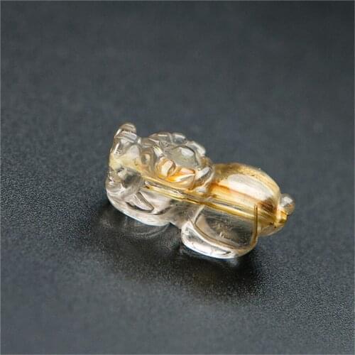 Genuine Natural Titanium Rutilated Quartz Carved PiXiu Women Man Wealth Stone Pendant 19*11*8mm
