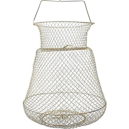 25cm 44cm Foldable Steel Wire Net Fish Basket Fishing Cages Portable Fish Protection Accessories for Outdoor Crab Angling Tackle