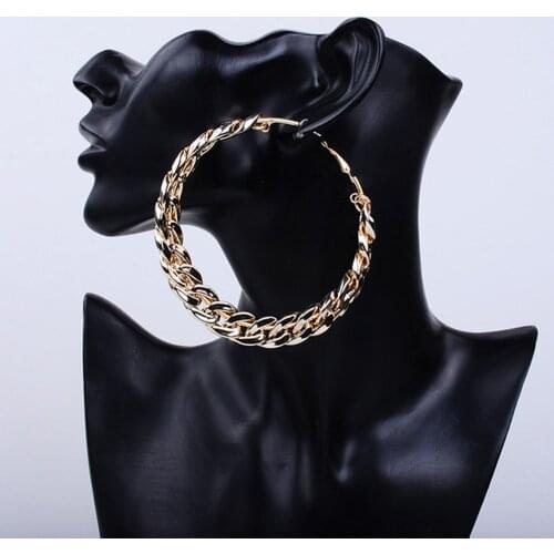 Exaggeration Hoop Big Circle Earrings Basketball Brincos Party Loop CCB Cable Chain Earrings for Women UV Jewelry Green 80MM