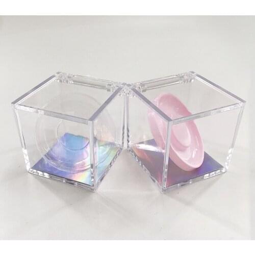 Instock Clear Eyelash Box 12pcs/lot with Circle Tray Inside Empty Cases Acrylic Eyelash Packaging