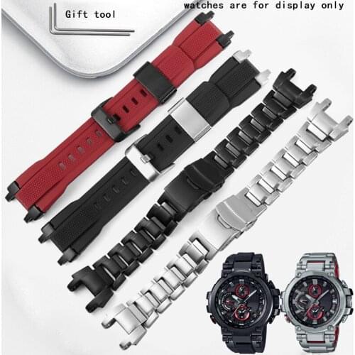 Yopo Rubber Silicone Strap Replacement Casio MTG-B1000 G1000 Stainless Steel Watchband Mens Watch Accessories