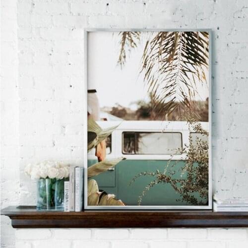 Nordic Landscape Beach Car Posters And Prints Boho Style Home Decor Canvas Painting Wall Art Picture For Living Room No Frame