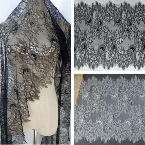 Width 45CM length 3m mesh eyelashes lace DIY dress accessories wedding dress decorative lace fabrics