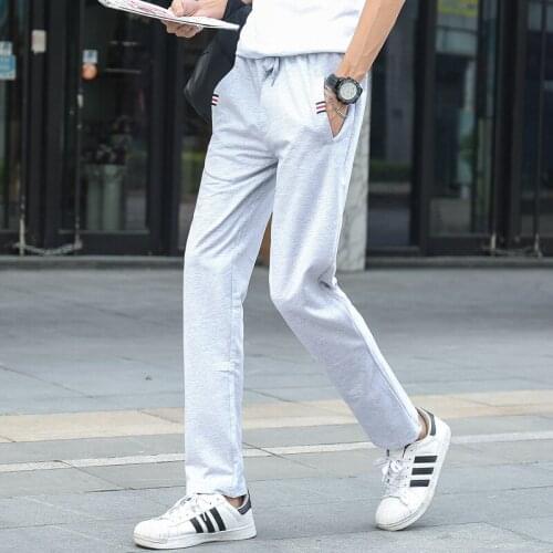 Sports pants, mens casual pants, mens trousers, youth, spring and autumn cotton, straight tube loose, autumn thin pants