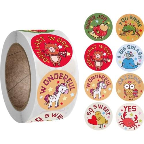 100-500 Pcs 1 Inch Fashion Cute Kids Cartoon Animal Sticker Labels for Child Teaching