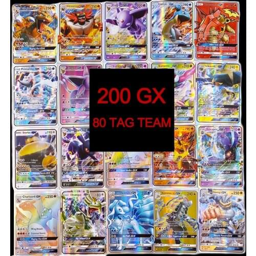 TOMY 200 PCS Pokemon TAG TEAM Card Lot Featuring 80tag team 20mega 20 ultra beast Gx