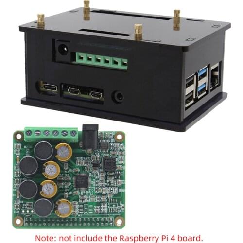 Amplifier HIFI AMP Expansion Board Audio Module with Acrylic Case for Raspberry Pi 4 Model B Only