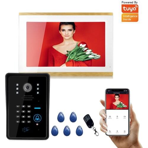 10inch Wireless/Wired Wifi IP Video Door Phone Doorbell Intercom Entry System with IR AHD1080P Wired Camera Night Vision