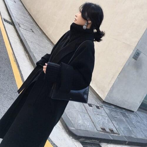 High Grade Double-faced Cashmere Coat Women 2021 Autumn Winter Fashion Woolen Coat Parkas Womens Temperament Slim Wool OverCoat