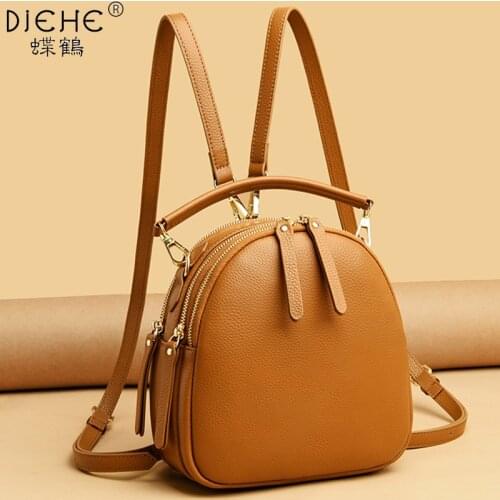 100% Genuine Cow Leather Woman Backpack Mini Soft Touch Multi-Function Small Girls Backpack Female Ladies Shoulder Bag Bolsos