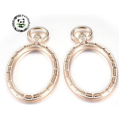 100pcs Rack Frame Plating Alloy Open Back Bezel Big Necklace Jewellery Pendant DIY Resin Pressed Flower Jewelry Oval Golden