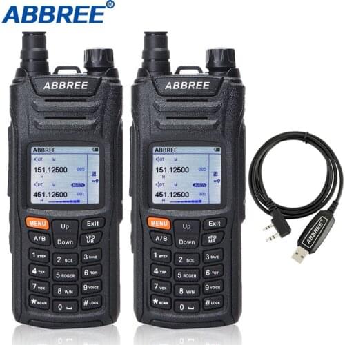 2PCS Abbree AR-F6 Walkie Talkie 6 Bands Dual Standby 999CH Multi-functional VOX DTMF SOS LCD Display Ham Radio with USB Cable
