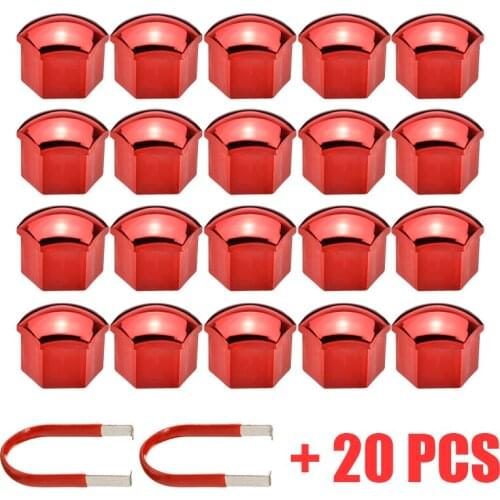 20pcs/set Red 17mm Wheel Nut Bolt Cover Cap Car Exterior Decoration Protecting Bolt Rims with 2 Removal Tool