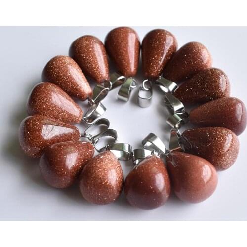 2020 Fashion hot selling good quality gold sand stone charms water drop Pendants for jewelry marking 24Pcs/Lot Wholesale free