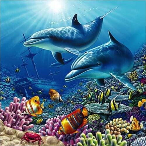 New Product 5D DIY Full Round/Square Diamond Painting Dolphin 3D Embroidery Cross Stitch Rhinestone Mosaic Home Decor Art YC245