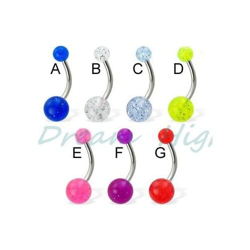 Free Shipping UV Acrylic Navel Piercing Belly Ring 100 pcs/lot Mixed color Promotional Gift