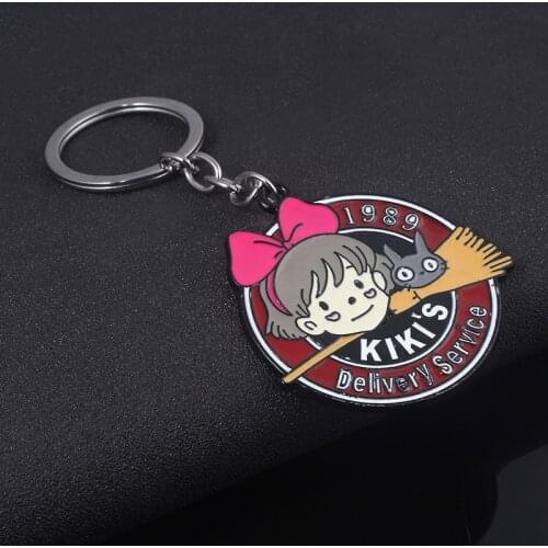 Cartoon Kikis Delivery Service Cute Keychain Miyazaki Hayao Witch Kiki Cat JIJI Key chain For Key Men Car Women Bag Jewelry Gif