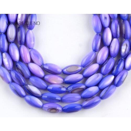 Natural Stone 5*10mm Shell Beads Blue Rice Shape Beads For Jewelry Making Spacer Loose Beads Diy Bracelet Jewellery Strand 15"
