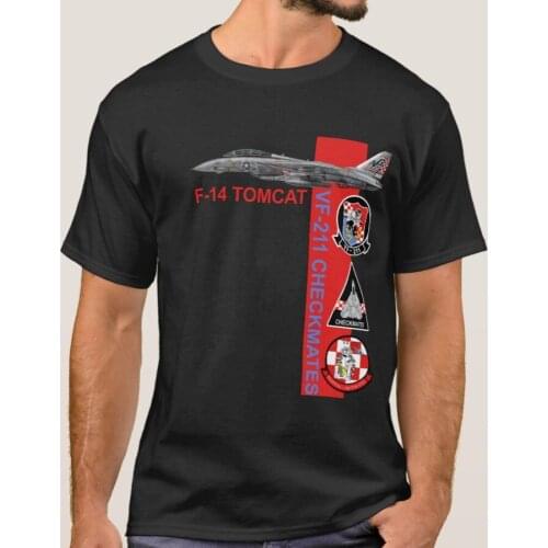 US Navy VF-211 Fighting Checkmates F-14 Tomcat Fighter T-Shirt. Summer Cotton Short Sleeve O-Neck Mens T Shirt New S-3XL