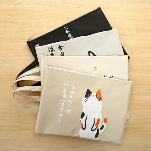 Kawaii A4 Document Bag Cat Folder Bag Cute Kawaii Large Capacity Oxford Cloth High Quality Documents Folder Gifts For Students