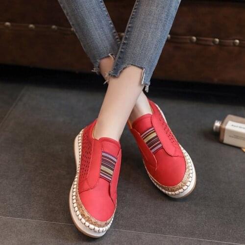2021 Sneakers Women Shoes Slip On Hollow Out Womens Flats Ladies Loafers Casual Woman Vulcanized Shoes Sewing Female Fashion