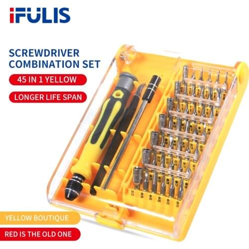 Screwdriver Set 45 In 1 Precision Parafusadeira Insulated Screw Driver Magnetic Handle Torx Hex Screwdriver Bits Repair Phone