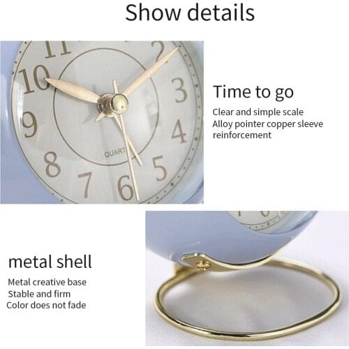 Table Clock With Warm Light Living Room Modern Ring Bell Alarm Clock Metal Wall Clock Bedside