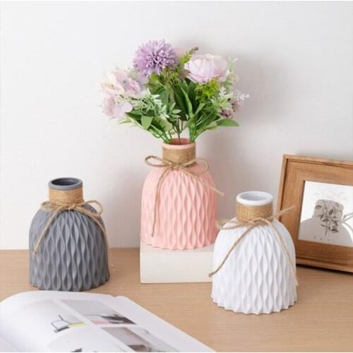 Nordic Anti-ceramic Flower Vase Modern Plastic Vases Rattan-like Unbreakable Simplicity Basket Arrangement For Home Decorations