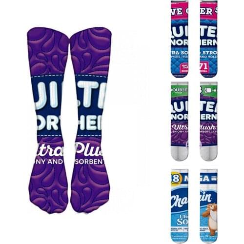 New 3D Novelty White Toilet Paper Printed Socks Funny Toilet Roll Short Socks For Women Toilet Tissue Paper Happy calcetines