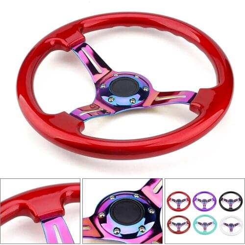 New arrival universal 350mm 14inch classic ABS car sport steering wheel with neo chrome spokes