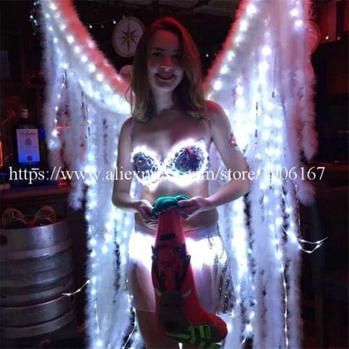 New Design Led Light Flashing Women Suit Evening Dress Led Luminous Sexy Lady Ballroom Costume For Party Stage Model Show