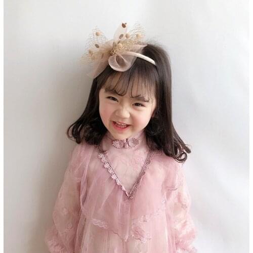 Oaoleer 2021 New Fashion Lace Net Yarn Hairband Korean Fashion Princess Bow Headband Childrens Hair Hoop Accessories