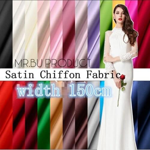Solid High-end spendex Satin Chiffon Fabric Cloth Imitated Silk Satin Wedding Dress Shirt Matte Fabric