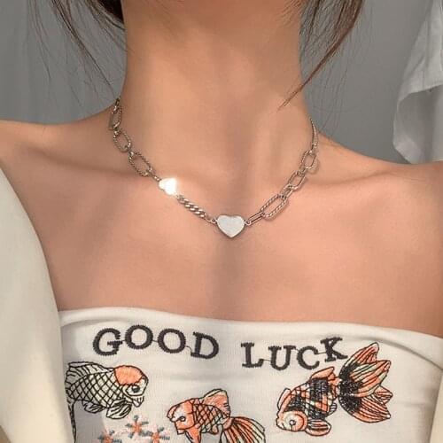 925 Sterling Silver Heart Shape Charm Necklace Pendant Christmas Jewelry For Women Accessories Choker dz223