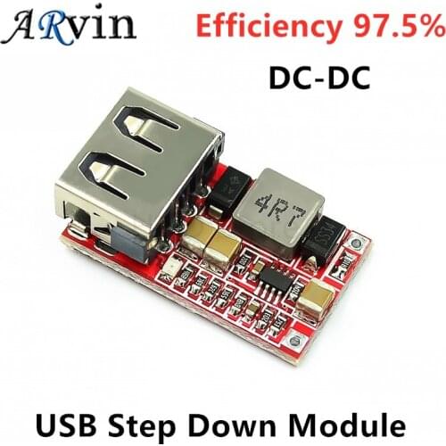 6-24V 24V 12V to 5V USB Step Down Module DC-DC Converter Phone Charger Car Power Supply Module Efficiency 97.5% Buck Module