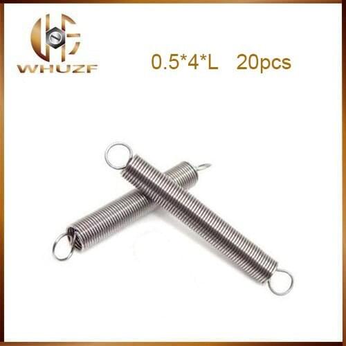 Spring 20PCS 0.5 x 4mm 0.5mm stainless steel Tension spring with a hook extension spring length 10mm to 60mm