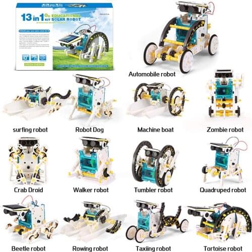 Solar Robots 13 In 1 Convertible Robot Kit Educational Toy DIY Robotics Kit Solar Powered Building Toys for Children