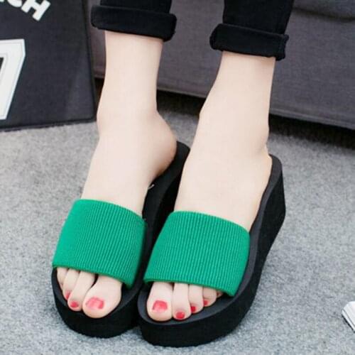 Elastic band thick bottom muffins woman platform sandals summer flip flops ladies open toe wedges sandals feminino slippers s4