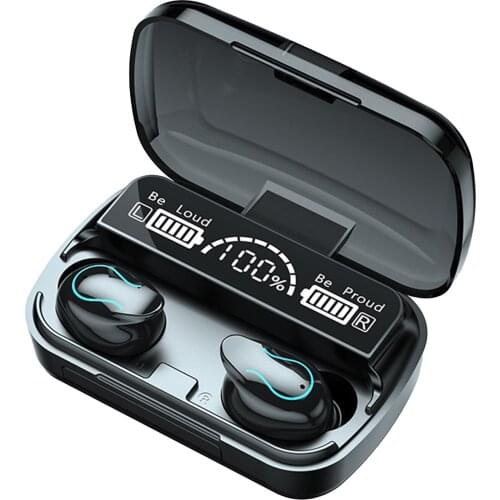 TWS Wireless Earbuds with Mic IPX7 Waterproof Sports Hi-Fi In-ear Earphone with Wireless Charging Case