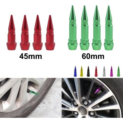 4Pcs Universal Aluminum Car Styling Tunning Car Tire Valve Stem Cap Spike Shaped Metal Dust Covers Lid for Bicycle Motorcycle