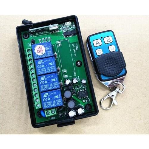 Universal 433mhz AC 220v 4 CH 10A relay RF Wireless Remote Control switch Receiver transmitter
