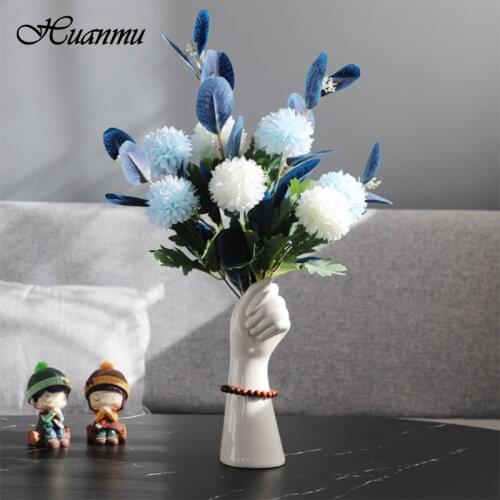 Nordic Vase Human Hand Arm Vases White Dried Flowers Modern Home Decor Room Vintage Decoration Ceramic Scandinavian Style Hot