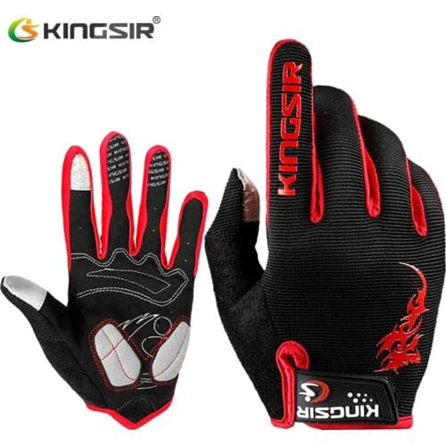 KINGSIR Spring Autumn Touch Screen Cycling Gloves Full Finger Men Women Non-slip Sport Bike Gloves Shockproof Bicycle Gloves