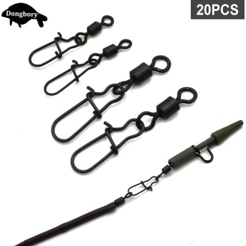 20Pcs Carp Fishing Rolling Swivel Hook Snap Connector Pin for Carp Rig Bearing Rolling Swivel Hook Snap Clip Fishing Accessories