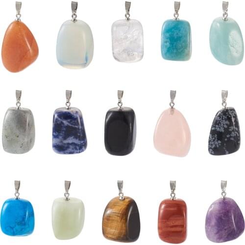 30Pcs/Box Natural/Synthetic Mixed Stones Pendants Charms For DIY Handmade Necklace Bracelet Earrings Jewelry Gift Findings