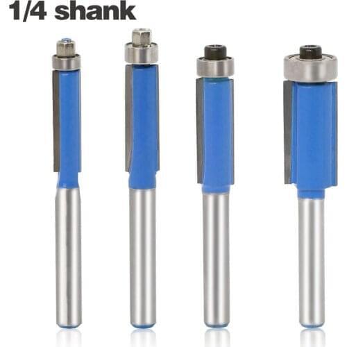 4pcs 1/4 inch Shank Flush Trim Router Bits for wood Trimming Cutters with bearing woodworking tool endmill milling cutter