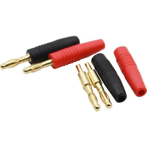 5Pair 4mm Gold Plated brass Banana male Plug connector soldering Red Black